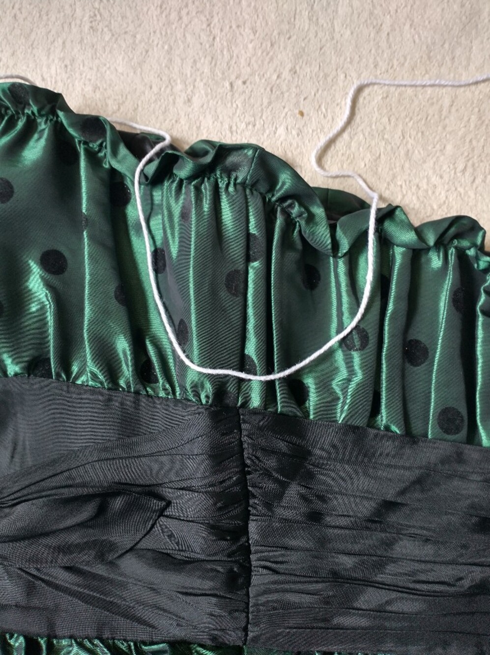 Vtg Betsey Johnson Evening Mini Dress Green Black Strapless Polka Dot Straples - Picture 10 of 12